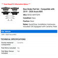 thumbnail image 2 of Rear Brake Pad Set - Compatible with 2019 - 2020 Acura RDX, 2 of 2