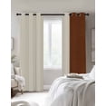 thumbnail image 3 of Boho Brown Leather Texture Blackout Curtains 45 Inches Long for Bedroom, Modern Yellow Striped Thermal Insulated Room Darkening Black Out Window Curtain Panels Grommet Drapes for Living Room, 3 of 8