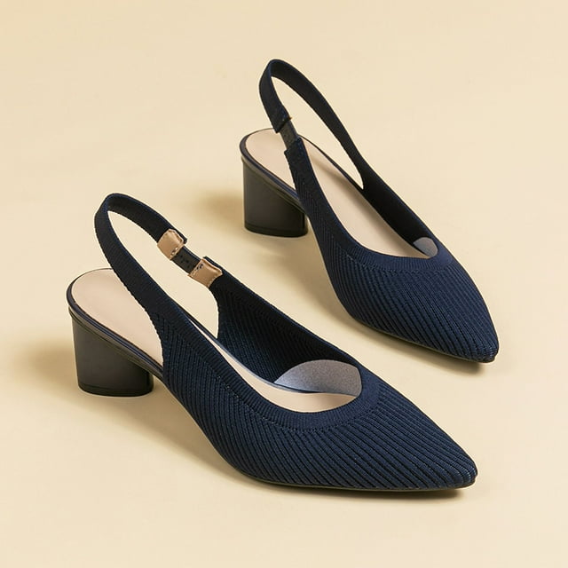 Sandales à Talons Hauts en Tricot pour Femmes avec Design Rayé, Talon Épais Rond (2 Po) - Collection 2025
