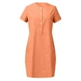 thumbnail image 4 of Titcea Summer Dresses for Women 2026, Solid Color Short Sleeve Buttons Crew Neck Midi Dresses with Pockets, Hawaiian Beach Vacation Summer Casual Flowy Sundresses, 4 of 4