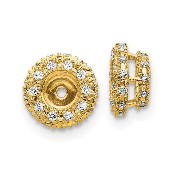 Finest Gold 14K 1-5 CT Yellow Diamond Earring Jackets