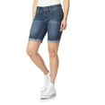 thumbnail image 4 of WallFlower Women's Luscious Curvy Denim Bermuda Shorts Mid-Rise Bling Insta Stretch Juniors, 4 of 6