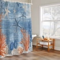 thumbnail image 4 of Summer Blue Ocean Shower Curtain, Nautical Sea Orange Starfish Corals Seashell Waterproof Shower Curtain Set with 12 Hooks Lightweight Bath Curtains Fabric Bathroom Decor 72x84 Inches, 4 of 9