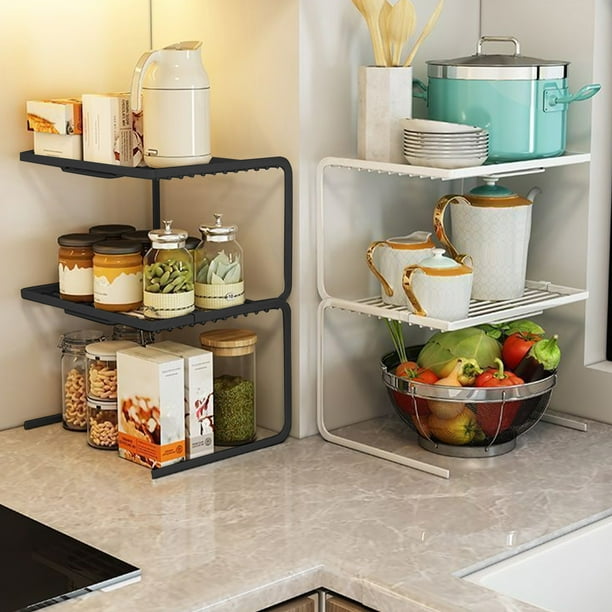 Organizador de cocina ajustable de 3 niveles para ollas | Estante de almacenamiento de hierro de varios estantes | Estante de escritorio que ahorra espacio para utensilios, suministros de oficina