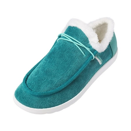 

Casual Shoes for Women Fashionable Autumn And Winter Women Casual Shoes Flat Non Slip Plush Warm Comfortable Solid Color Slip On Women Casual Shoes Cloth Blue 40