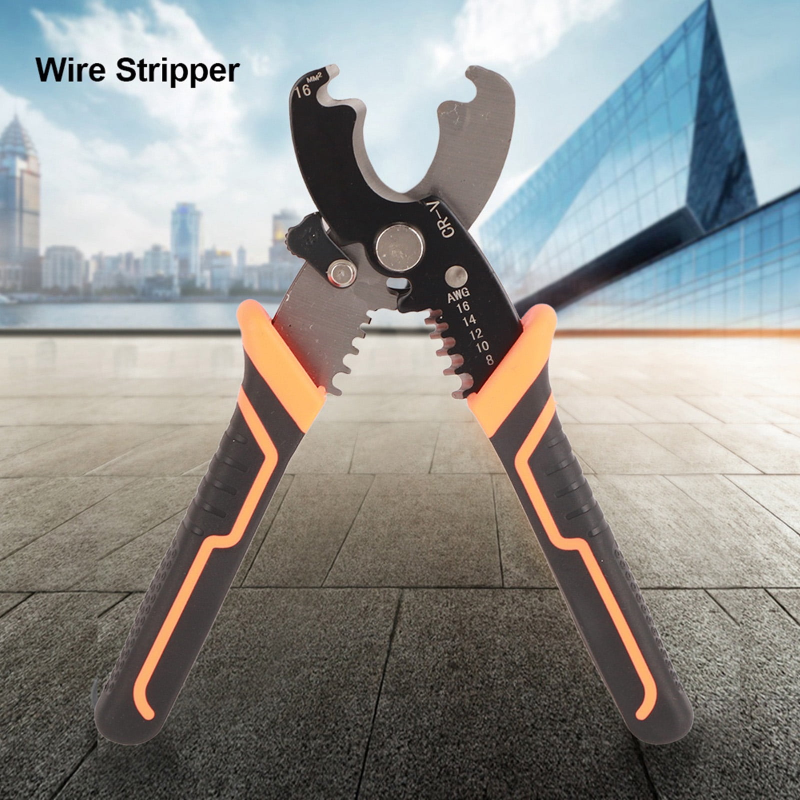 Wire Stripper Pliers - 65# Manganese Alloy Steel, For Stripping & Cutting AWG 8-16 Wires, PVC Handle