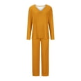 thumbnail image 4 of Viadha Cotton Pajamas for Women Set Women's Solid Color Casual Long Top Pants Pajama Set, 4 of 4