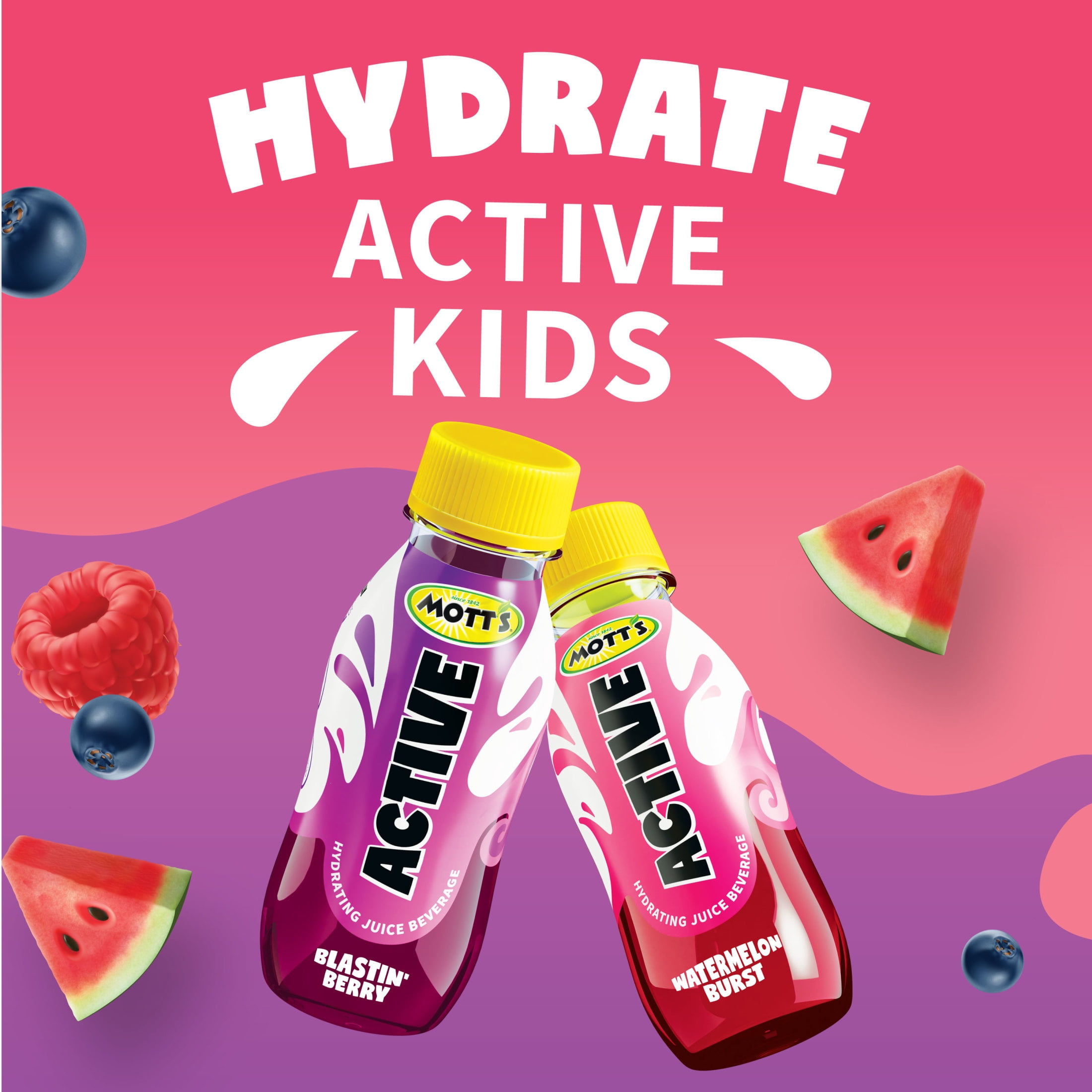 Mott's Active Blastin' Berry Hydrating Juice Beverage, 8 fl oz, 24 Count Bottles (4 Packs Of 6)