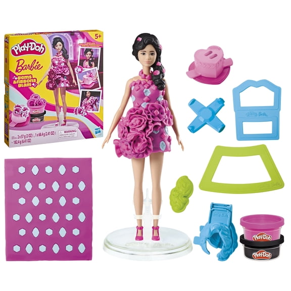 Play-Doh Beach Gems and Ribbons Glam, Make Designer Dolls Clothes, Toys for Kids 5 and up