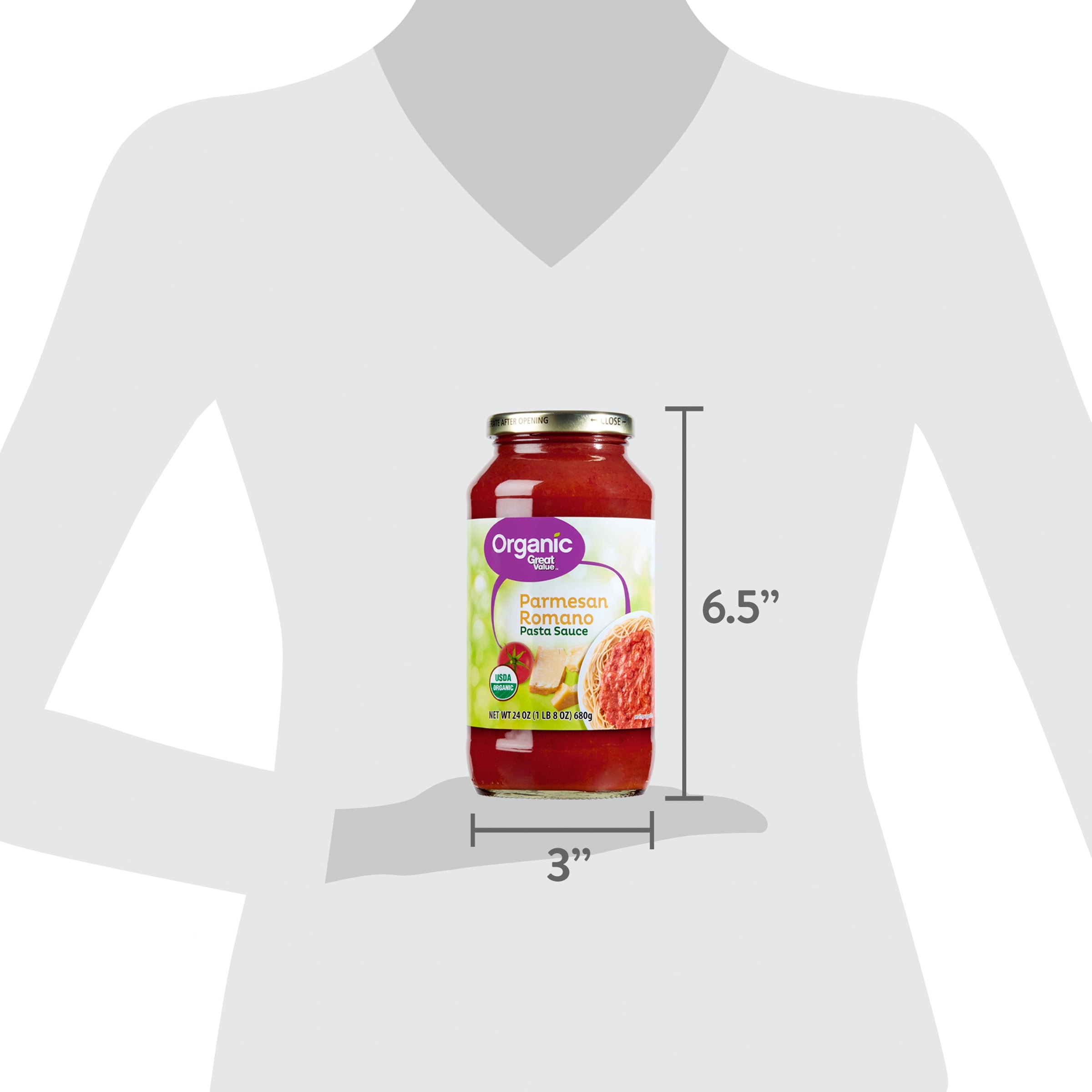 (3 pack) Great Value Organic Parmesan Romano Pasta Sauce, 24 oz