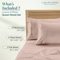 thumbnail image 3 of Casa Platino 100% Egyptian Cotton Sheets Queen Size – Hotel Style Silky Sateen Weave Designed for Breathable All-Season Luxury Comfort, Reinforced Pocket 15” Fitted Sheet – Sepia Rose, 3 of 8