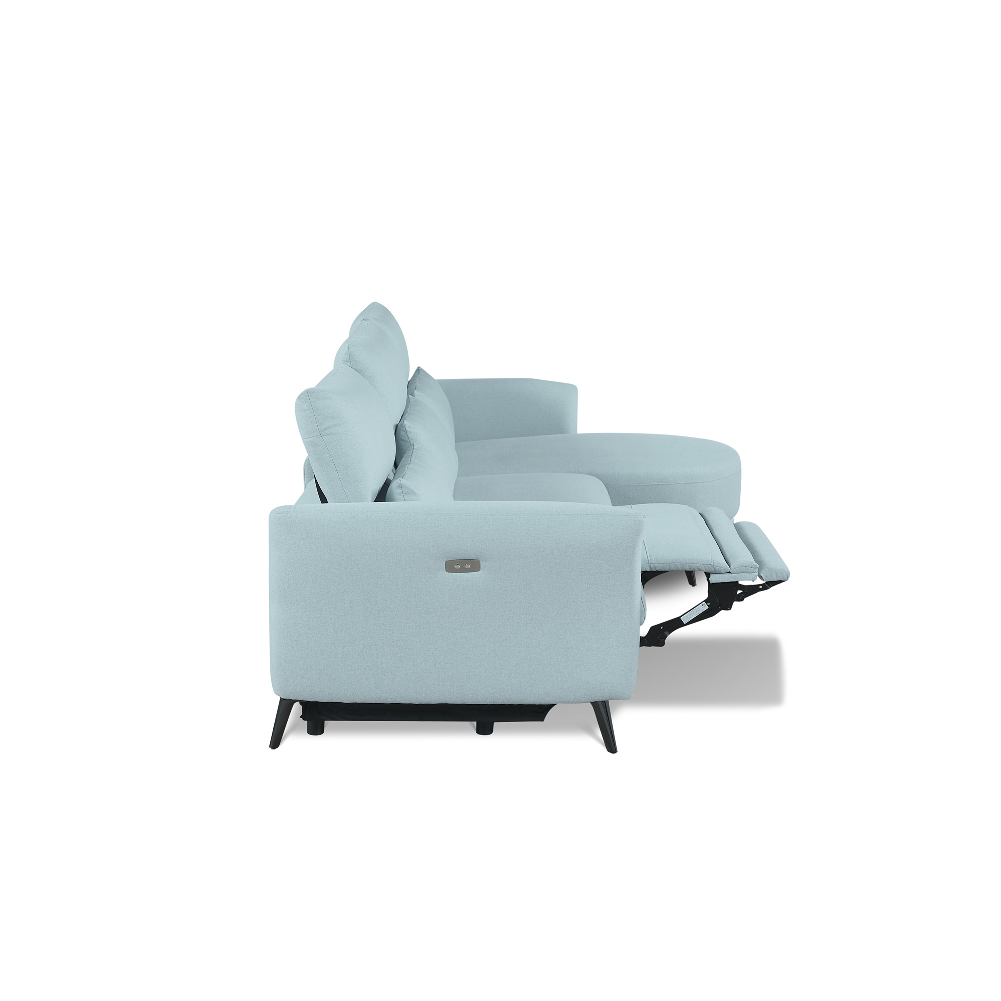 Wells Right-Arm Light Blue Chaise Lounge Sectional Sofa with Adjustable Head