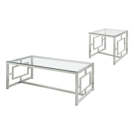 Merced 2-piece Rectangular Coffee and End Table Set Nickel