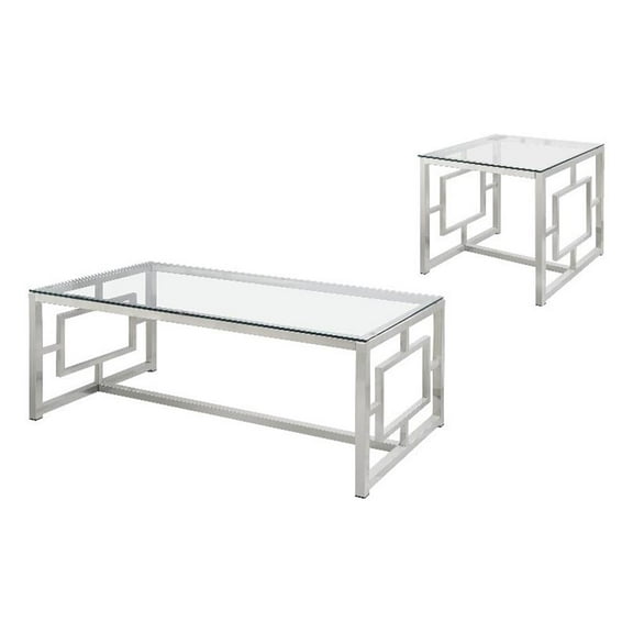 Merced 2-piece Rectangular Coffee and End Table Set Nickel