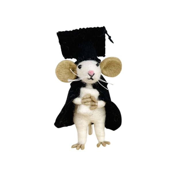 Adorno para bolso de lana Fiudx forma de ratón caniche profesor doctor