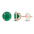 thumbnail image 2 of Decadence 14K Rose Gold Plated Sterling Silver 4mm Round Natural Emerald May Birthstone Prong Set Stud Earrings For Women and Girls, 2 of 5