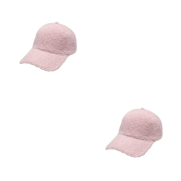 Gorras de béisbol Qarigey invierno Espesar Artificial Sólido Cálido Sombrero mujer Gris 56-60cm 2piezas