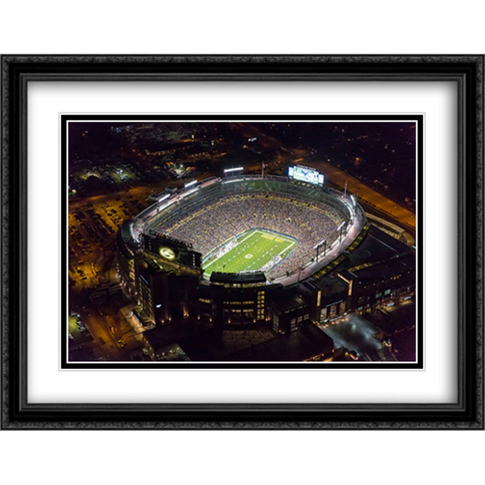 Lambeau Field 2x Matted 36x28 Large Black Ornate Framed Art Print from
