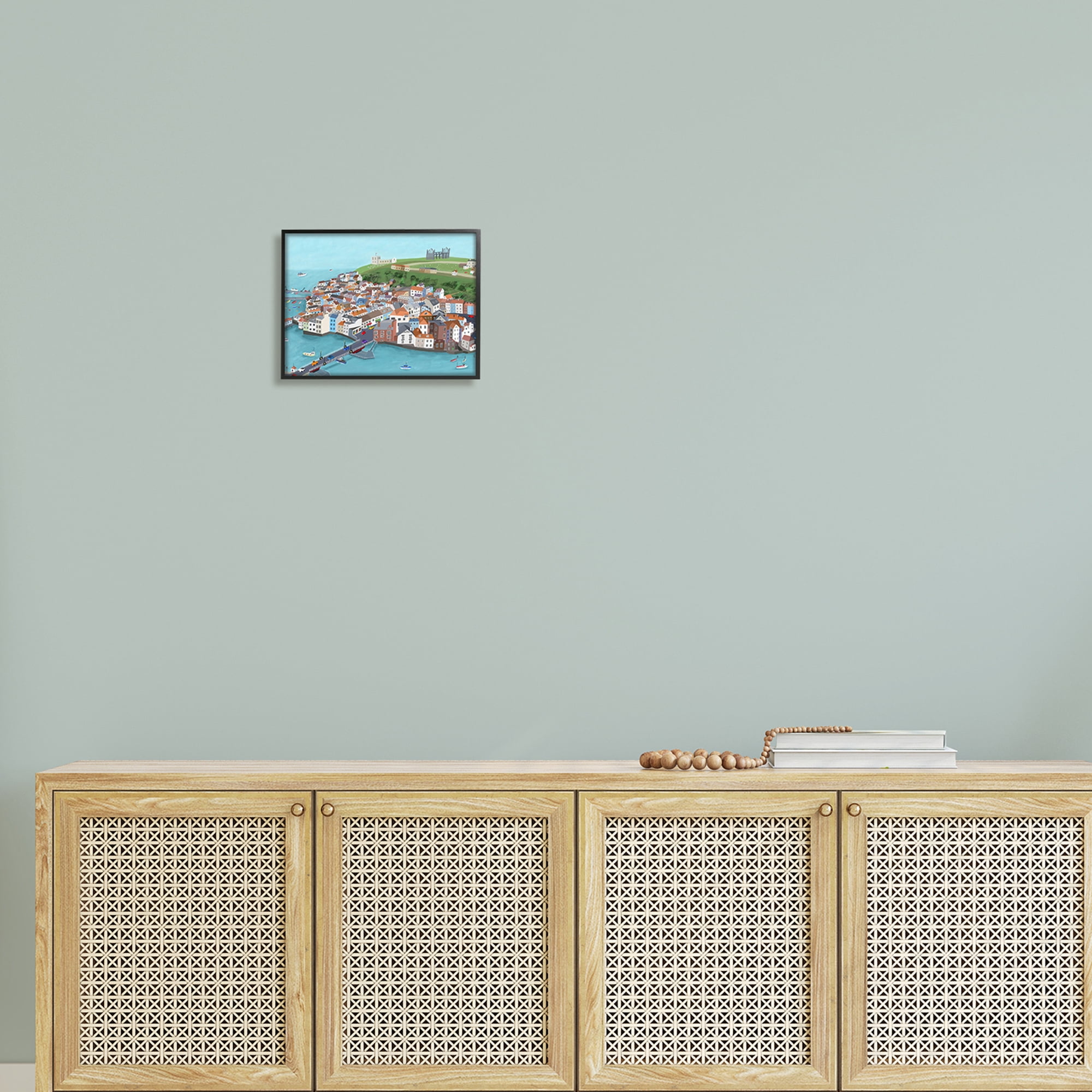 Stupell Industries Beautiful Seaside City Buildings Port Town Boats Illustration , 14 x 11, Design by Carla Daly
