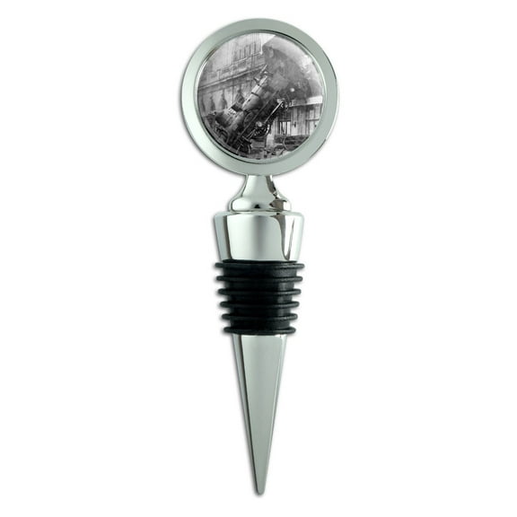 Train Locomotive Wreck Building Montparnasse Wine Bottle Stopper