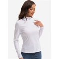 thumbnail image 5 of Women Long Sleeve Mock Neck Slim Fit Basic Soft Lightweight Stretch T-Shirt Size S-XXL, 5 of 6