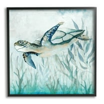 Stupell Industries Swimming Sea Turtle Animals & Insects Painting Black Framed Art Print Wall Art, 12 x 12