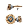 thumbnail image 2 of Crunchy Fashion Bollywood Jewellery Traditional Ethnic Bridal Bride Wedding Bridesmaid Traditional Golden Sky Blue Meenakari Floral Kundan Jhumki Earrings, 2 of 3