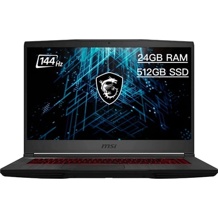 MSI GF65 15.6" IPS FHD 144Hz Thin Gaming Laptop, Intel 6-Core i5-10500H, 24GB RAM 512GB NVMe SSD, NVIDIA GeForce RTX 3060 Max-Q 6GB DDR6, WiFi 6, RJ45, HDMI, Backlit Keyboard, Win11 Pro