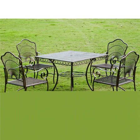 Sun Ray Iron Square Dining Group - Bronze - 5 Piece