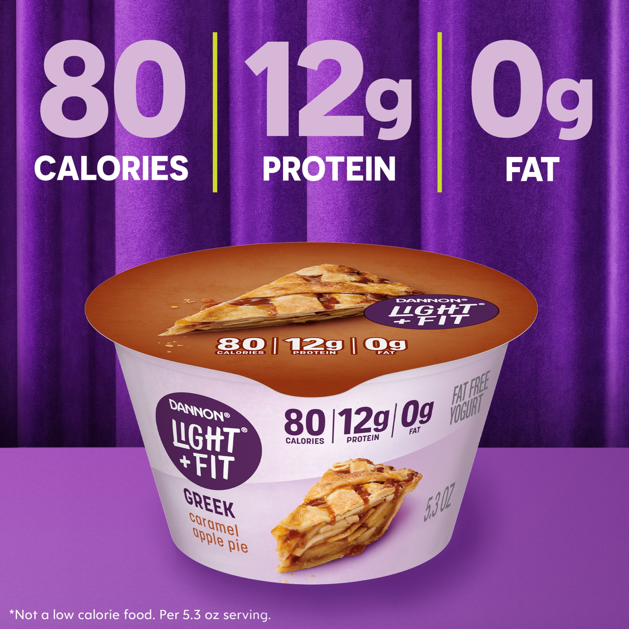 Light + Fit Caramel Apple Pie Greek Fat Free Yogurt Cup, 5.3 oz