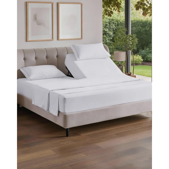 Split Head Flex Top King 4 Piece Sheet Set White