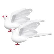 Tineasur 1Pair Lifelike White Artificial Dove Figurine Made of Foam and Plastic for Garden Decor