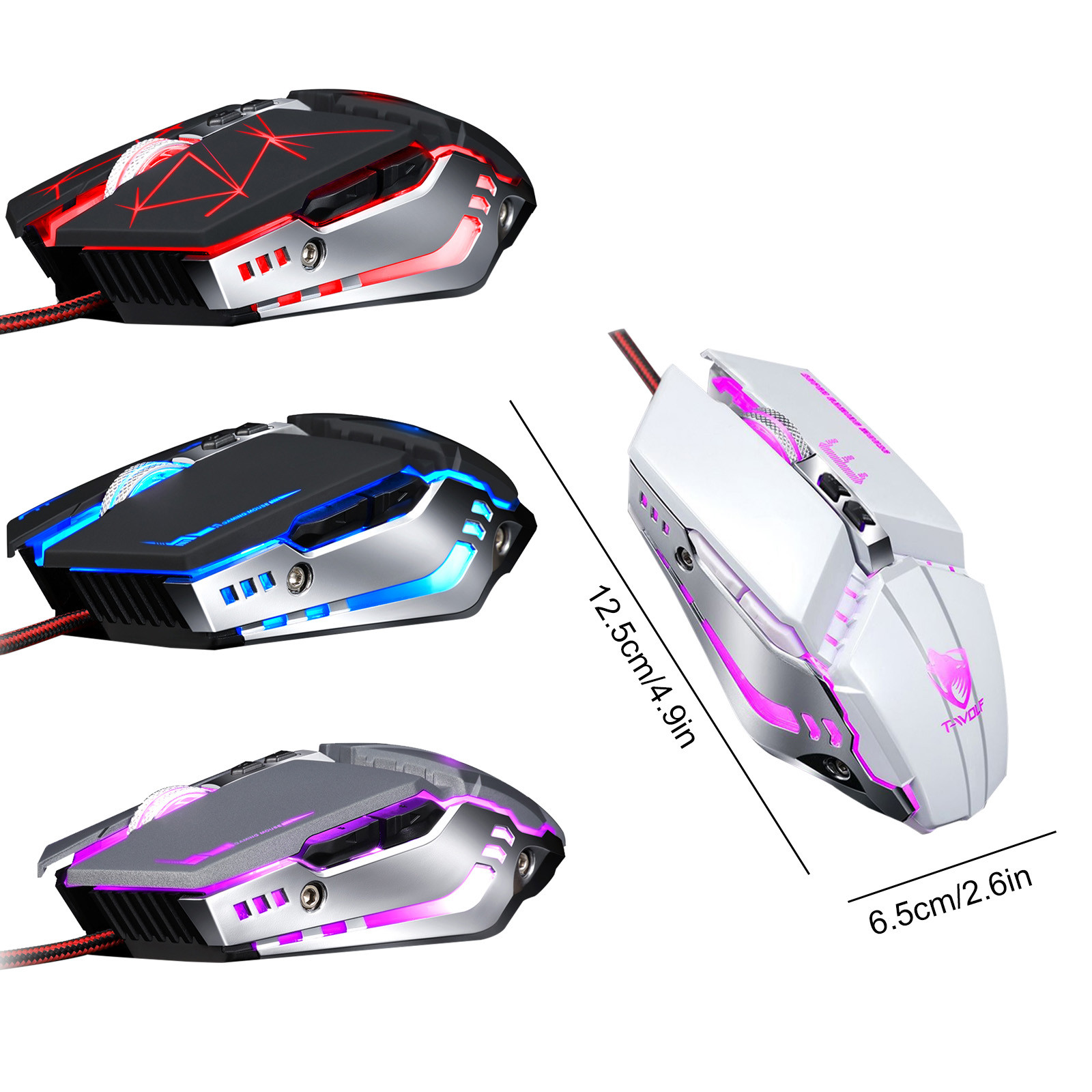 Wiquokett A4tech V 7 Usb 3d Wired Mice 3200dpi Optical Gaming Mouse 8 Keys 9562