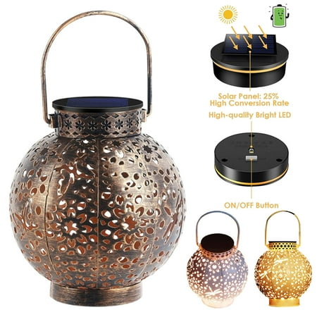 

Yipa 2 Pack Solar Lanterns Hanging Solar Lantern Outdoor Lantern Solar Powered Lantern with Handle Metal Waterproof Decorative Solar Garden Lights for Patio Yard Pathway Walkway