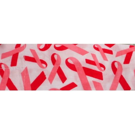 Zan Headgear Cotton Cooldanna Head/Neck Wrap White/Pink Ribbon