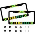 thumbnail image 2 of Jamaican License Plate Frames - 2Pcs  Flag License Plate Holder Aluminium Alloy Decor Car Accessories  Flag for Car Tag Fits Standard Us Canada Vehicles for Men Women 2Hole with Screws, 2 of 14