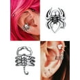 thumbnail image 3 of Silvora Spider Ear Cuff para hombres y mujeres Pendientes abiertos de plata esterlina Joyería de oreja ajustable sin perforación para Halloween Cosplay Fiesta, 3 of 8