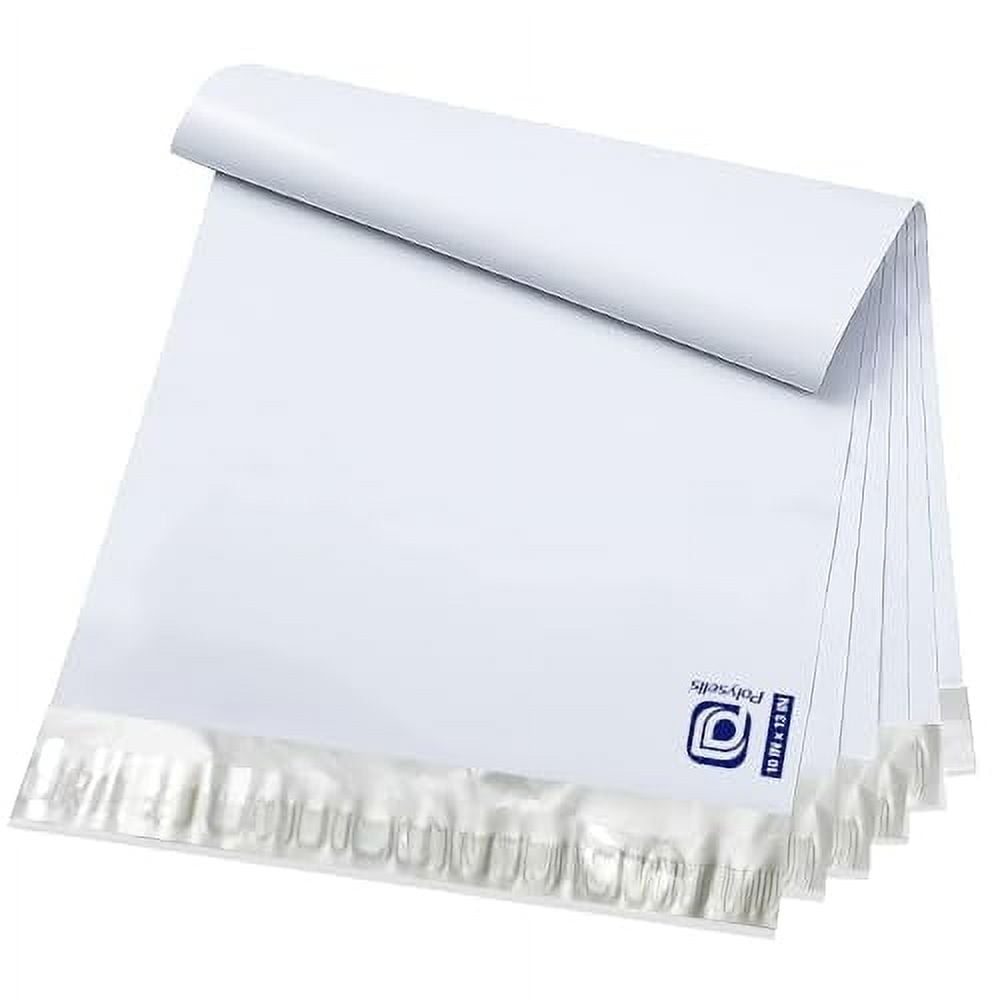 Polysells 10x13 inch Poly Mailers Shipping Envelopes, Postal Mailing Bags, 100 Pcs, White(Silver)