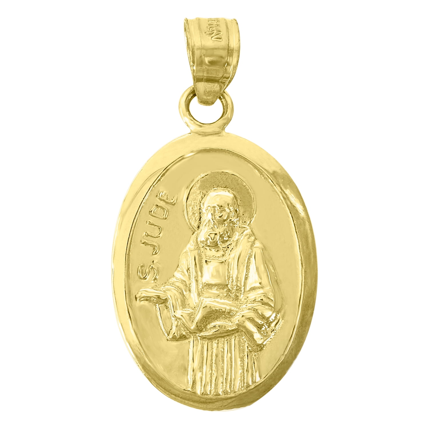 FB Jewels 14kt Yellow Gold Mens Saint Jude Religious Pendant Charm