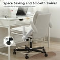 thumbnail image 4 of Criss Cross Desk Chair with Wheels and Flip Arms, Thick Padded Wide Seat Office Chair, Fabric Cross Legged Office Chair for Home Office, Mid Back Swivel Makeup Vanity Chair, 4 of 8