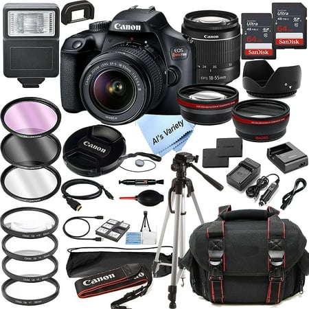 Canon EOS Rebel T100 DSLR Camera w/EF-S 18-55mm F/3.5-5.6 Zoom Lens + 128GB Memory + Case + Tripod + Filters 36pc Bundle