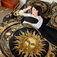 thumbnail image 5 of Homewish Gold Sun and Moon Full Size Bedding Sets, Bohemian Damask Full Size Bed in a Bag, Black, Black Reversible 7-Piece, 5 of 7