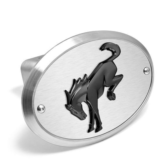 Ford new Bronco 3D Black Logo on Brushed Oval Billet Aluminum 2 inch Tow Hitch Cover