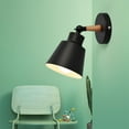 thumbnail image 2 of Tunhigl Modern Black Wall Sconce Lamp, Iron and Wood Bedside Light Fixture for Bedroom, Hallway, or Study Room - E27 Bulb Not Included, Sleek and Compact Design Black, 2 of 8