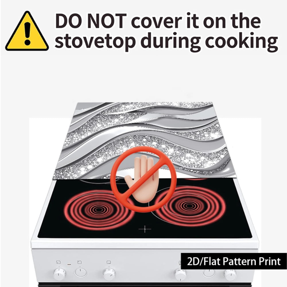 1 piece, stove panel and cooktop panel protection pad, 2D flat wave art pattern kitchen decorative countertop pad, suitable for stoves, washing machines, dryers, coffee machines, multi-functional kit