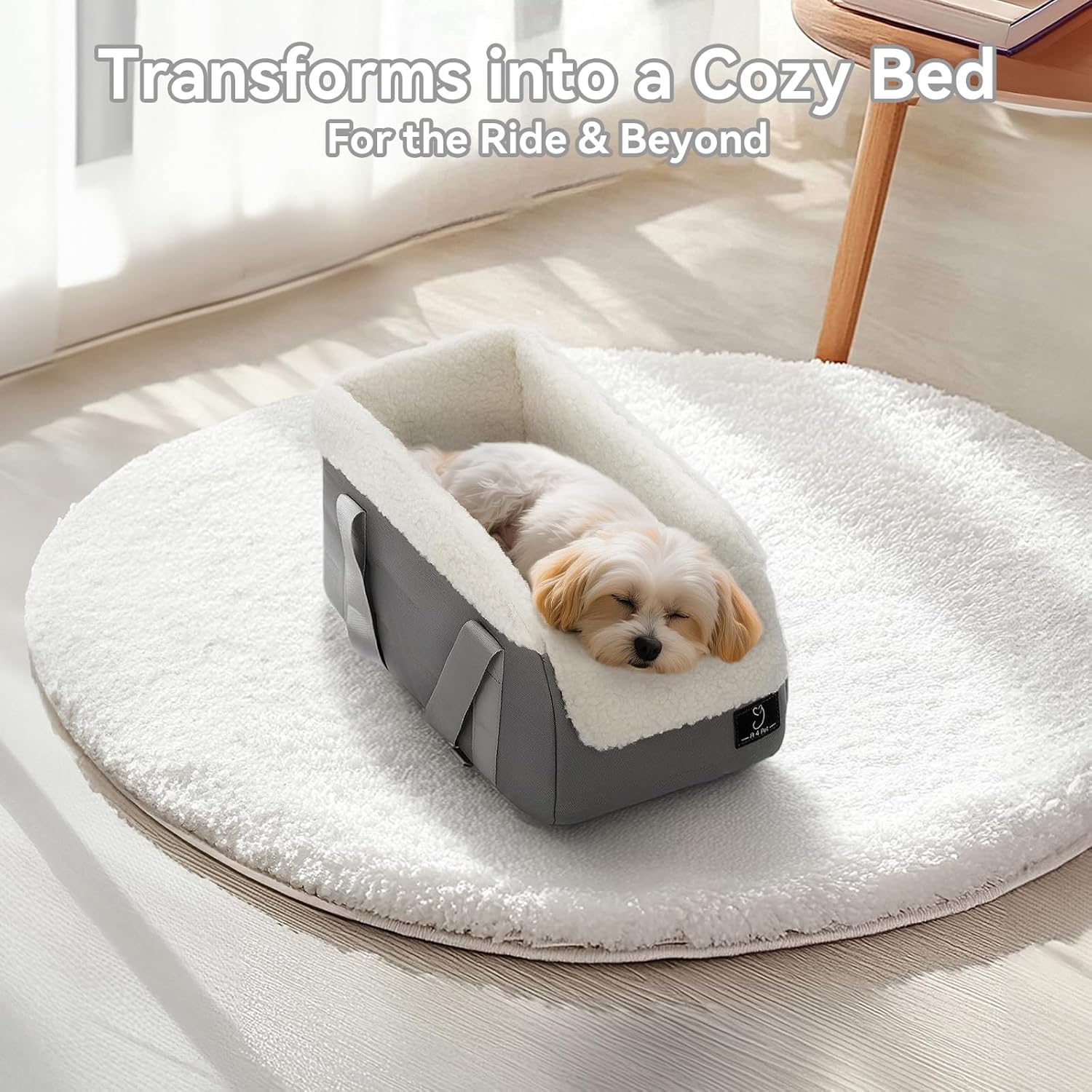 Center Console Dog Car  for Small Dogs Under 12 lbs – Secure Booster  with Safety Tether, Fits Most  & SUVs, Soft Washable Cushion, Portable  Ideal for Pet Travel