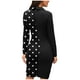 thumbnail image 4 of Vestido Formal de trabajo informal con botones de manga larga y cuello vuelto estampado para mujer a la moda Pompotops hdfakjf6579, 4 of 7