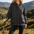 thumbnail image 2 of Htigea Fall Jackets for Women Full Zip Up Hooded Coat Lightweight Outdoor Active Jacket with Pockets Black L, 2 of 7