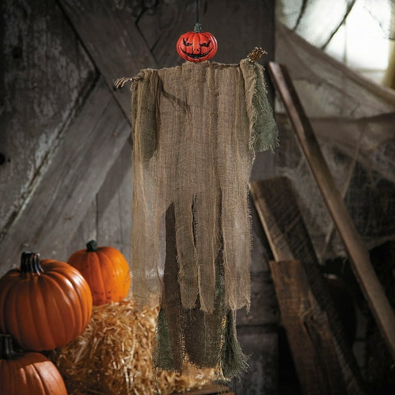 2 Ft. Hanging Green Pumpkin Man Halloween Decoration
