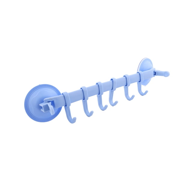 Advancent Colgador de pared para baño, 6 ganchos, soportes colgantes, ventosa, tipo de bloqueo, cocina doméstica multiusos Juegos de accesorios de baño Azul